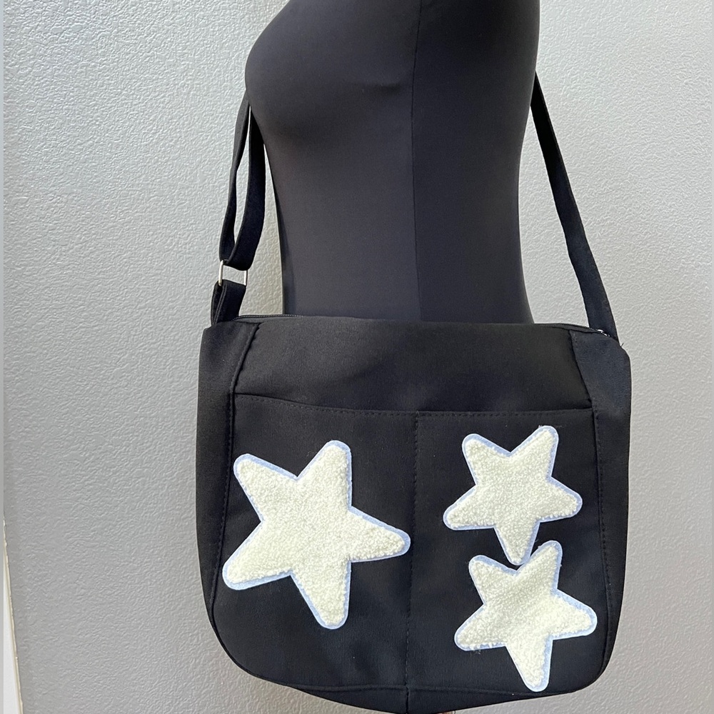 Star Embellished Black Bag Crossbody Shoulder New